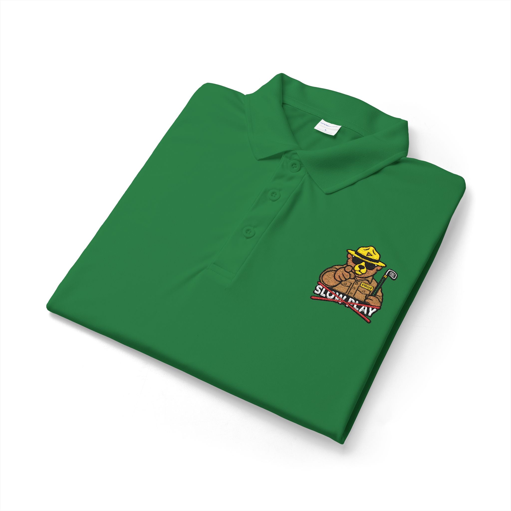 Mens NO SLOW PLAY embroidered polo