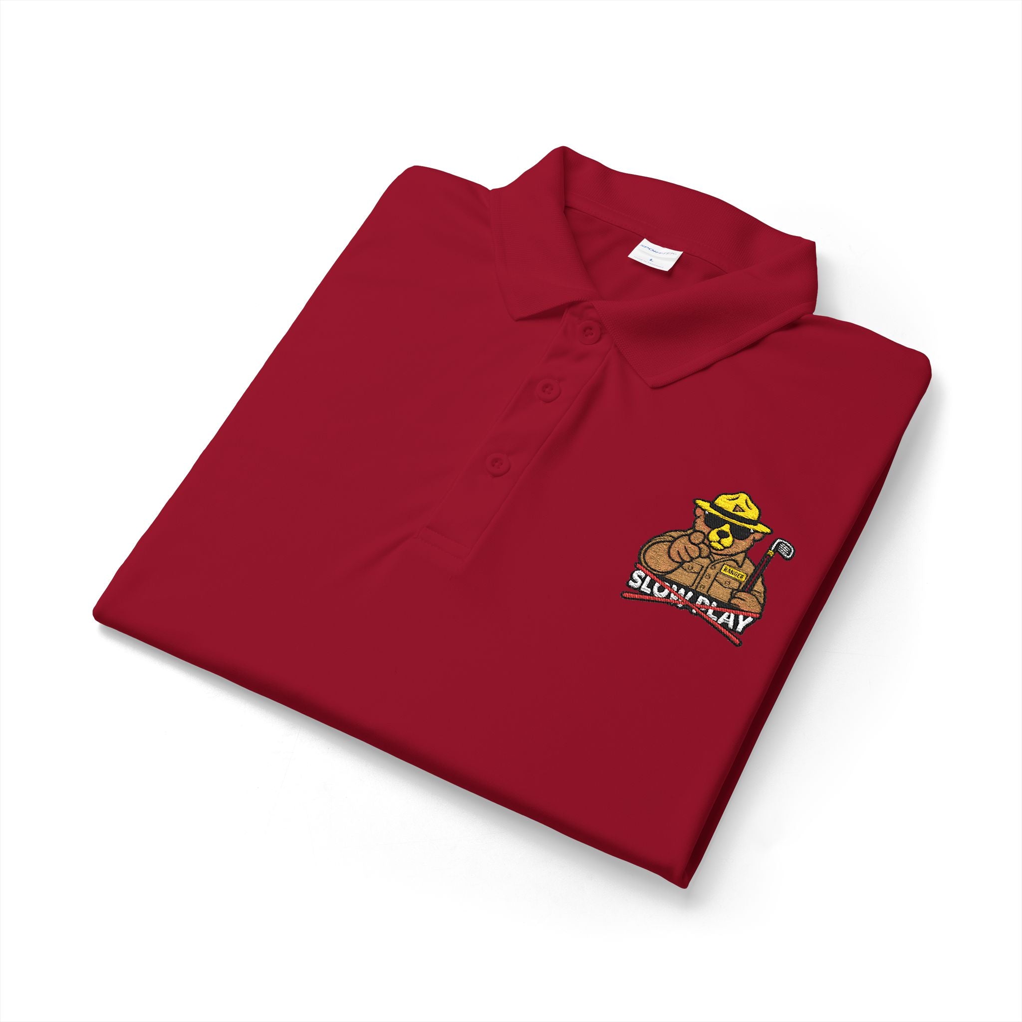 Mens NO SLOW PLAY embroidered polo