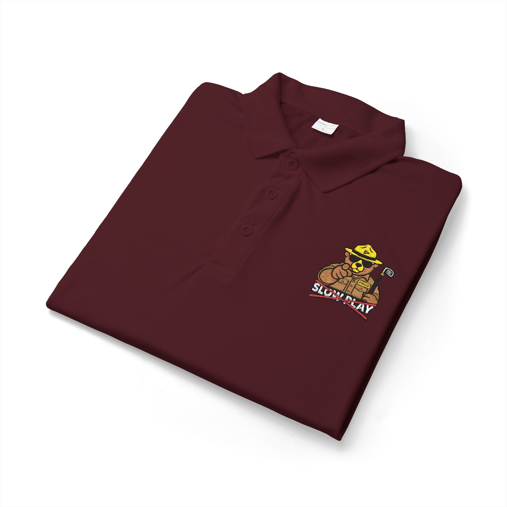 Mens NO SLOW PLAY embroidered polo