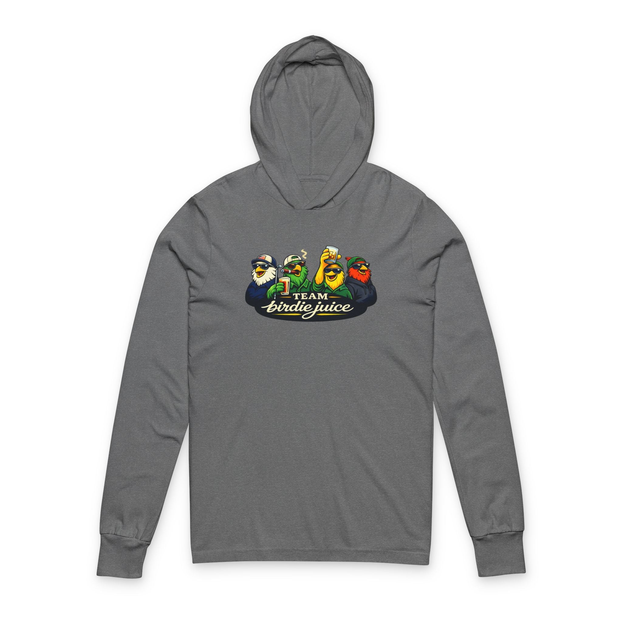Team Birdie Juice Hoodie Tee — Golf Cartoon Birds Long-Sleeve Hooded Shirt