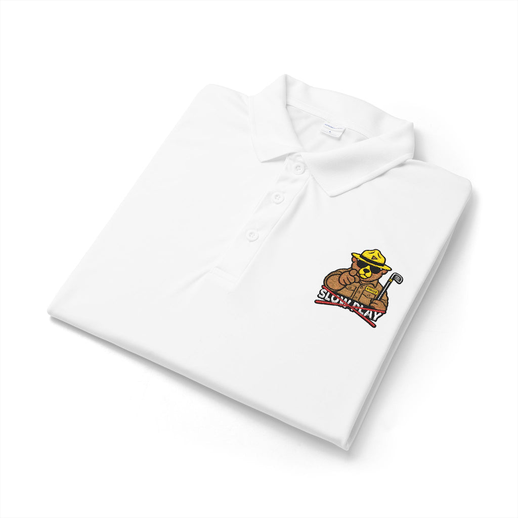 Mens NO SLOW PLAY embroidered polo