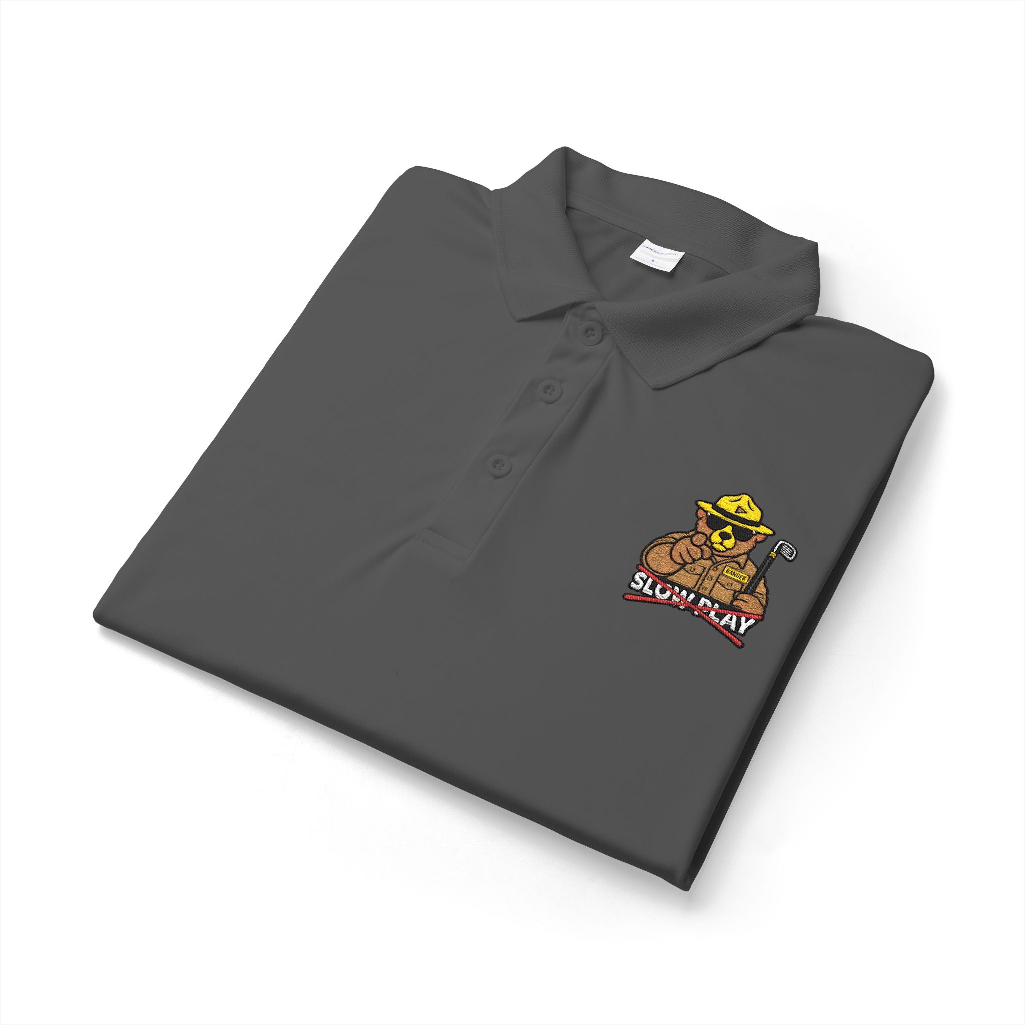 Mens NO SLOW PLAY embroidered polo