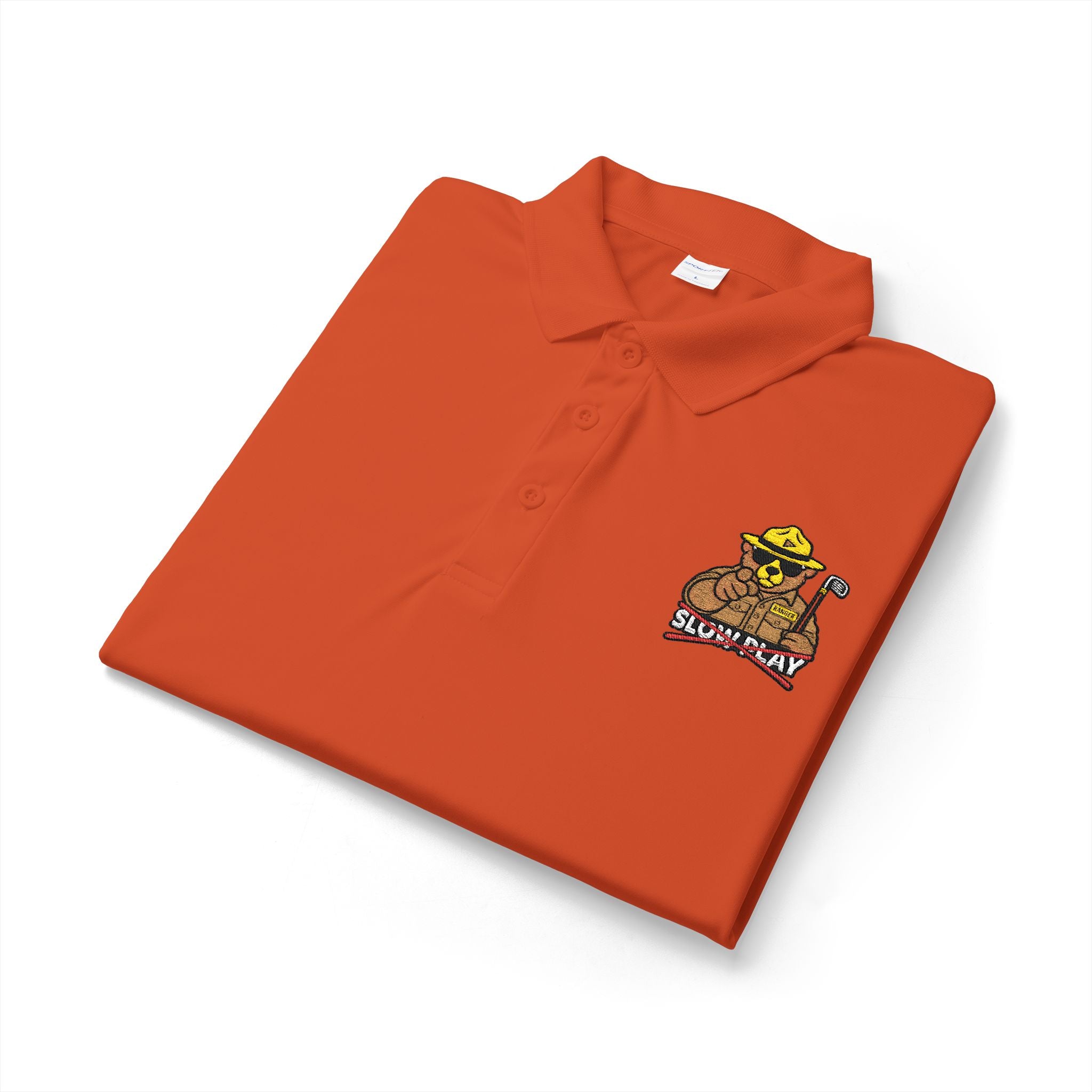 Mens NO SLOW PLAY embroidered polo